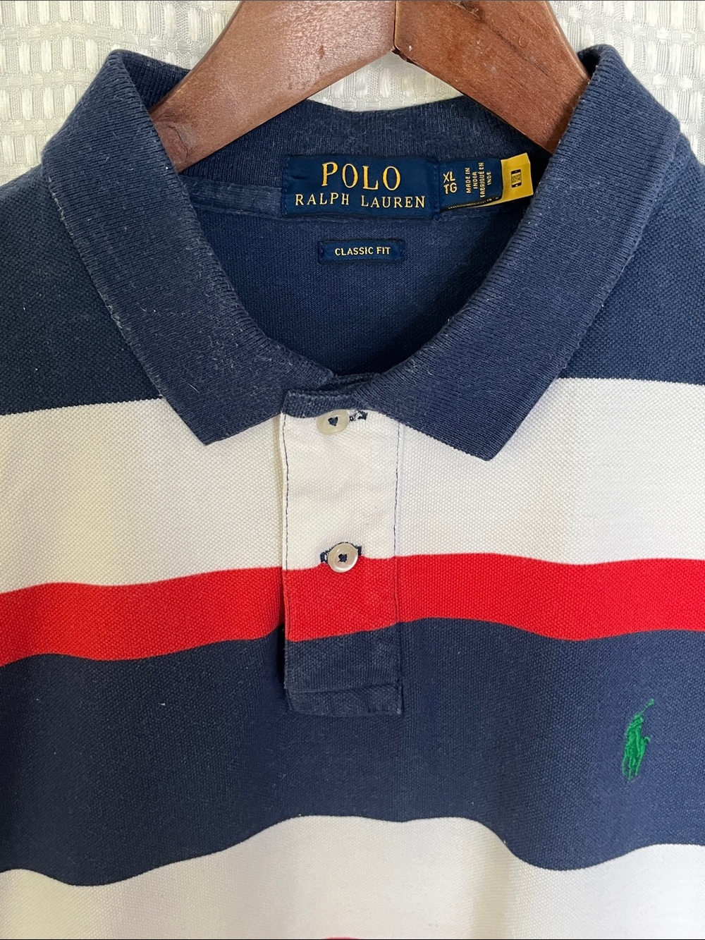 Polo Ralph Lauren Classic Fit Rugby Stripe Polo Shirt XL Red White Blue Cotton - Picture 3 of 7